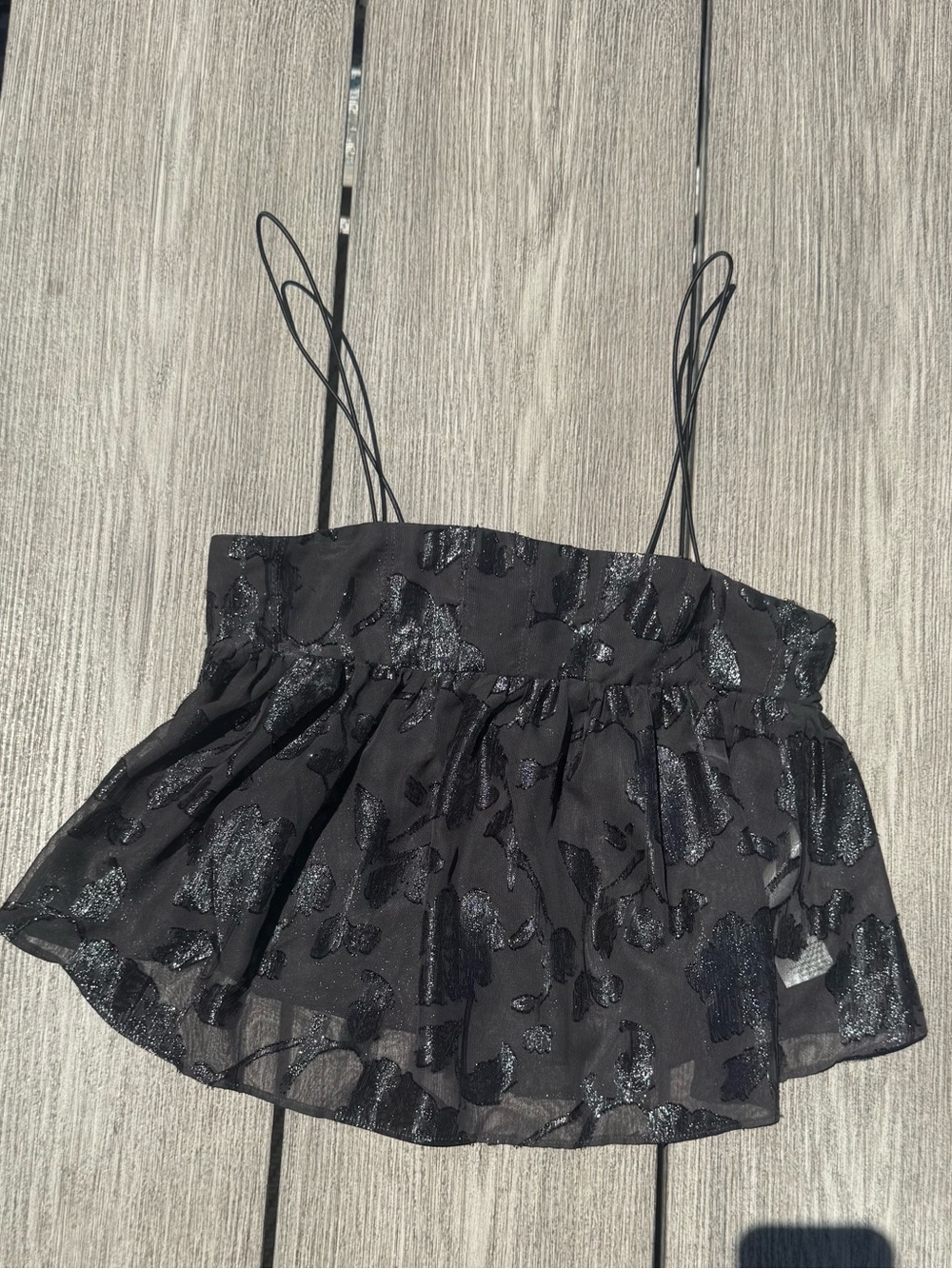 Urban Outfitters Black Shimmer Ruffle Cami Tank